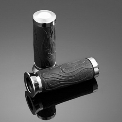 Highway Hawk H45-0136 Gripy Flame 22mm bez lanek černá/chrom 2ks